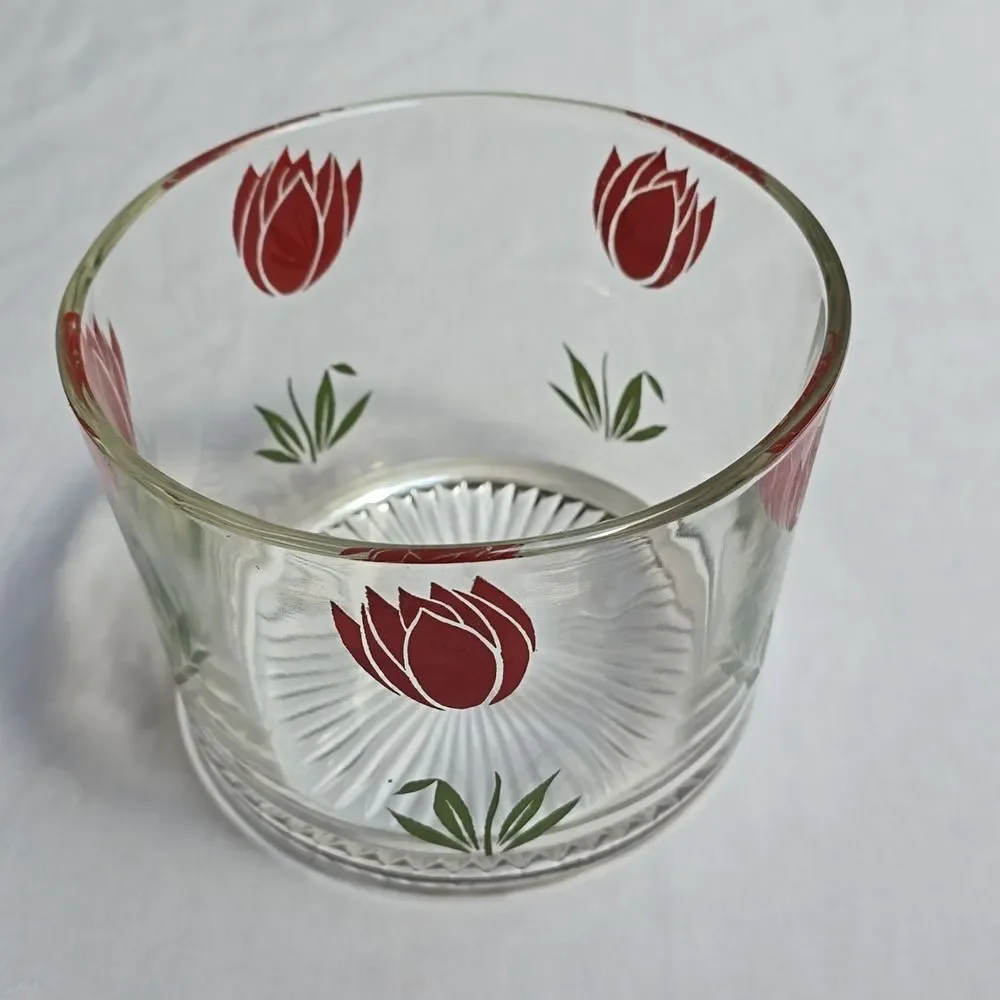 Hazel Atlas Red Tulip Swanky Swig Ice Bucket • Vintage 70s • HTF Deco